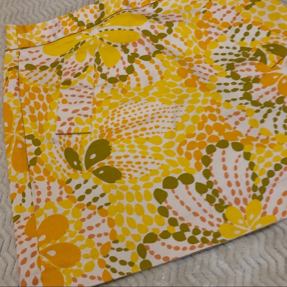 J Crew Yellow Floral Retro Mini Skirt Pockets 2 - Picture 3 of 7